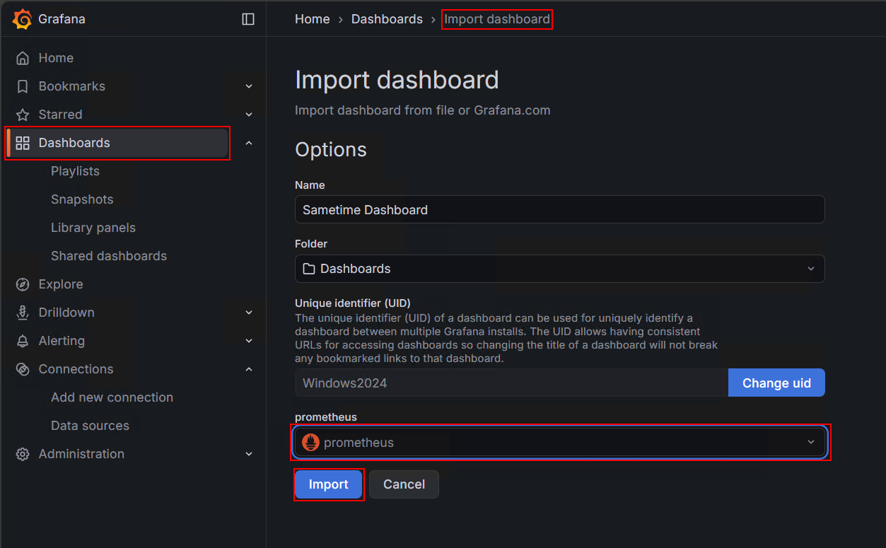 Grafana Import Dashboard